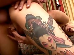 Inked Trollop Lets Her Customer Bang Her Fuck Her Donk Hard
